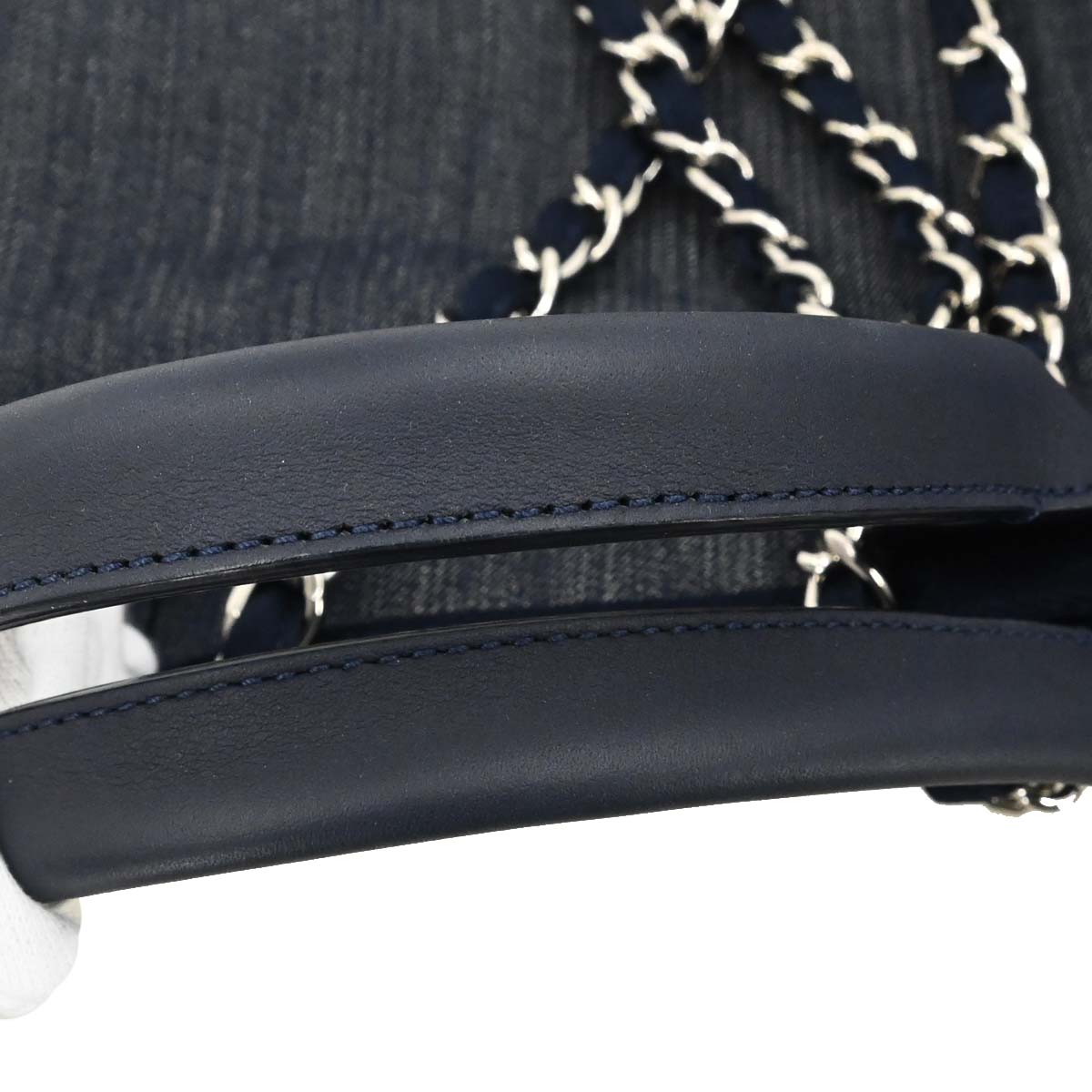 Chanel Navy Denim Medium Deauville 2way Shoulder Tote Handbag