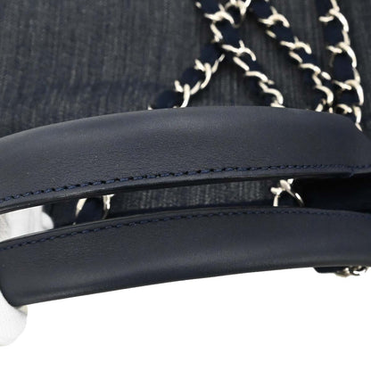 Chanel Navy Denim Medium Deauville 2way Shoulder Tote Handbag