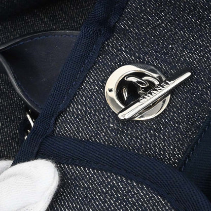 Chanel Navy Denim Medium Deauville 2way Shoulder Tote Handbag