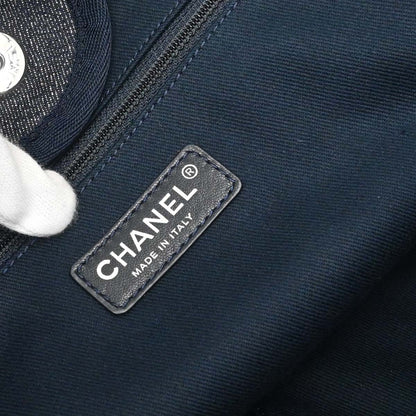 Chanel Navy Denim Medium Deauville 2way Shoulder Tote Handbag
