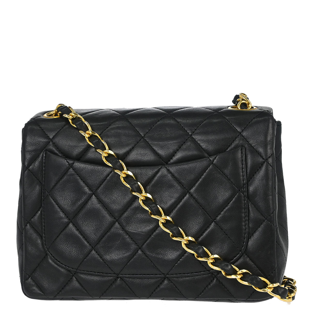 Chanel 1989-1991 Black Lambskin Mini Classic Square Flap Shoulder Bag 17