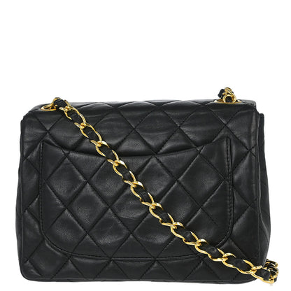 Chanel 1989-1991 Black Lambskin Mini Classic Square Flap Shoulder Bag 17