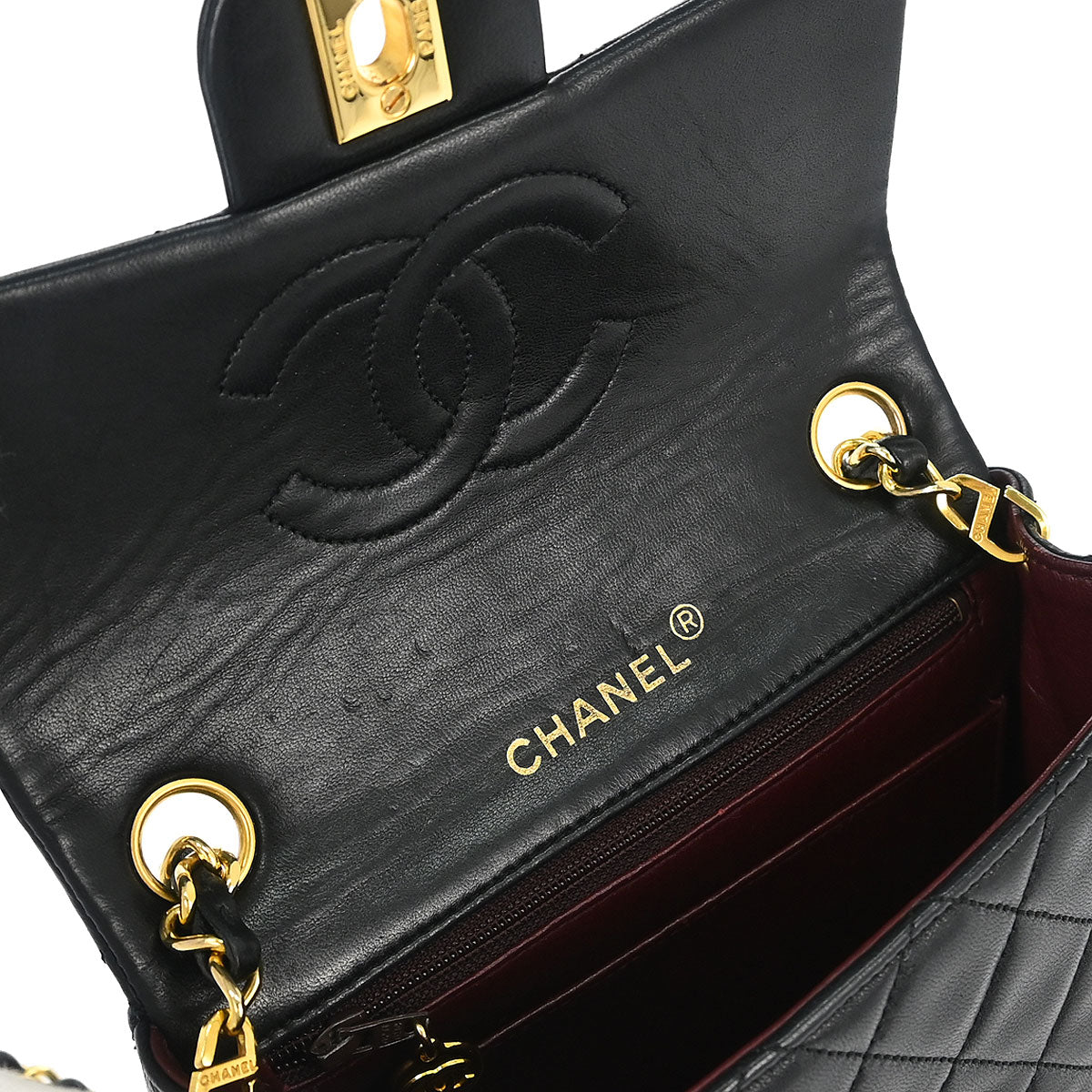 Chanel 1989-1991 Black Lambskin Mini Classic Square Flap Shoulder Bag 17