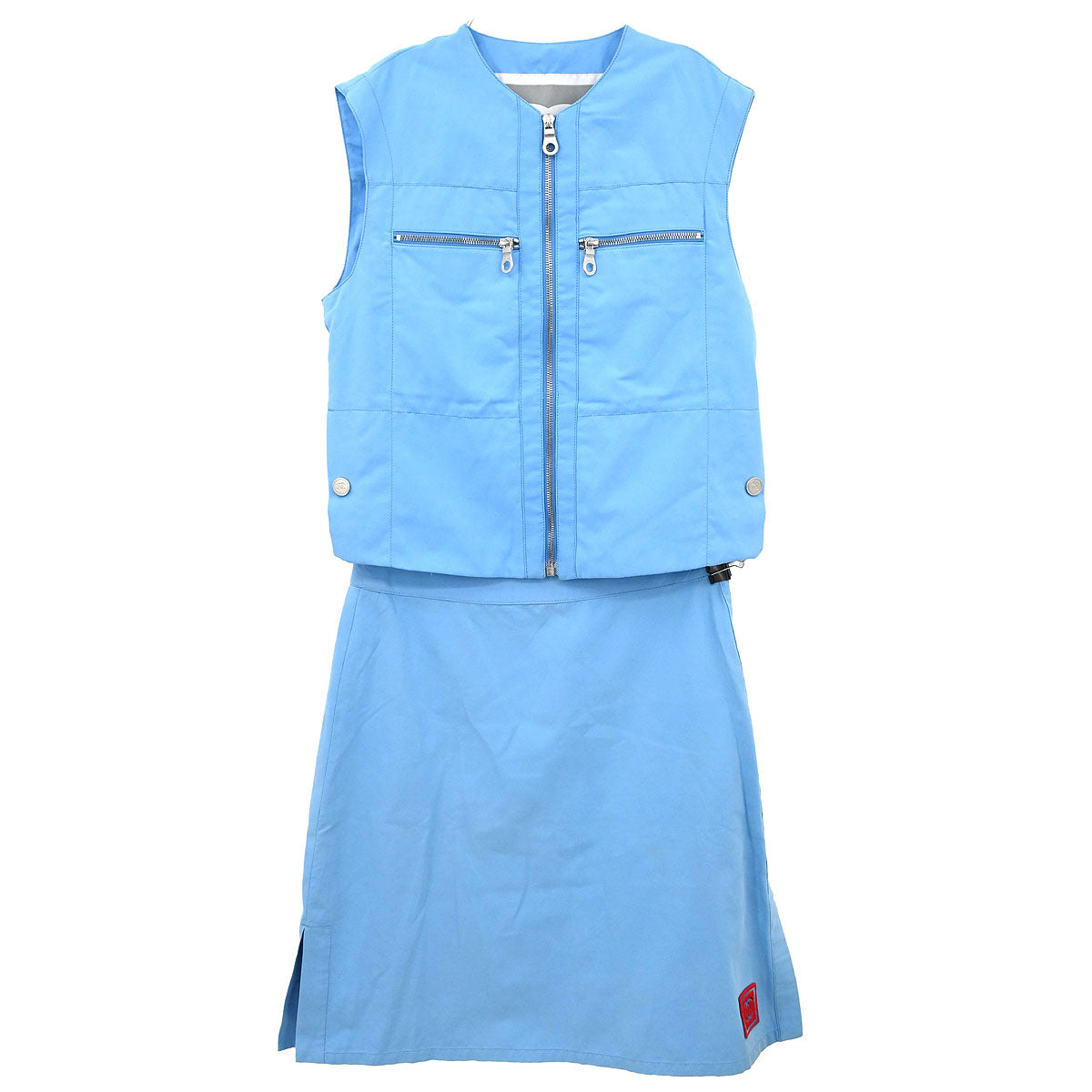 Chanel 2002 Setup Suit Sport Line Jacket Skirt Blue #38