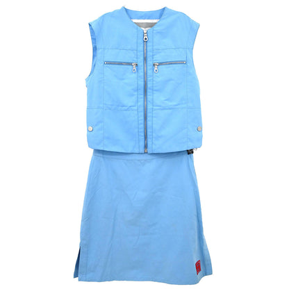 Chanel 2002 Setup Suit Sport Line Jacket Skirt Blue #38