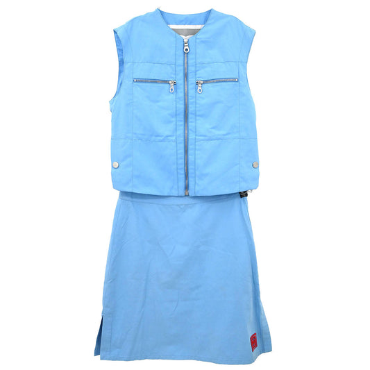 Chanel 2002 Setup Suit Sport Line Jacket Skirt Blue #38