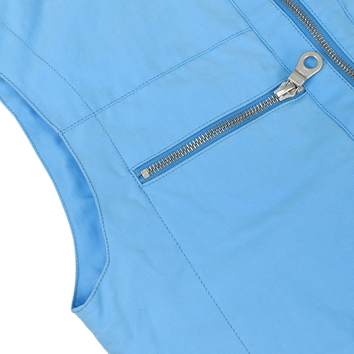 Chanel 2002 Setup Suit Sport Line Jacket Skirt Blue #38