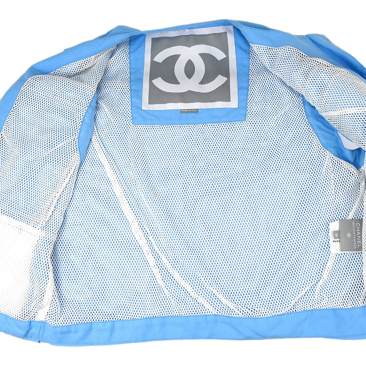 Chanel 2002 Setup Suit Sport Line Jacket Skirt Blue #38