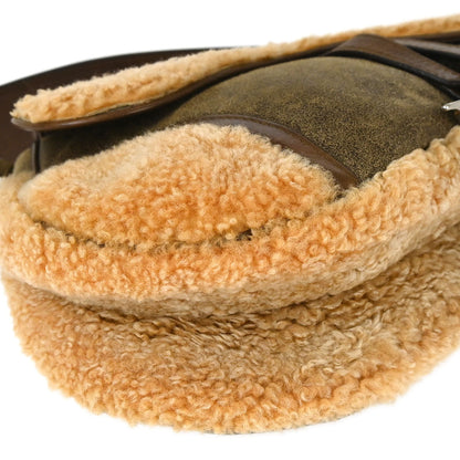 Christian Dior Brown Shearling Lambskin Saddle Handbag