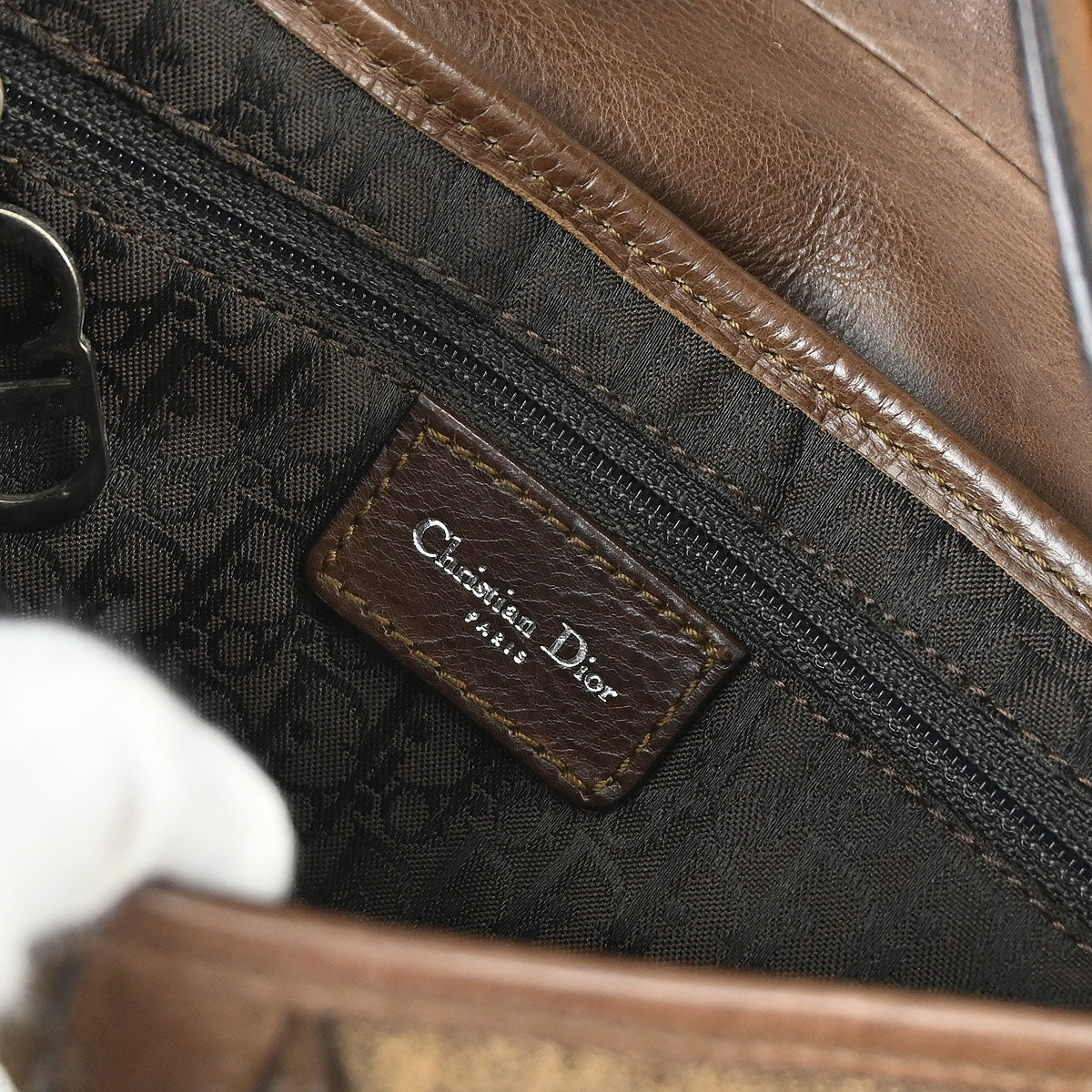 Christian Dior Brown Shearling Lambskin Saddle Handbag