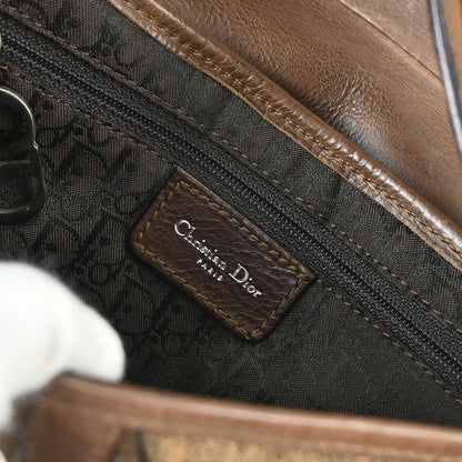 Christian Dior Brown Shearling Lambskin Saddle Handbag