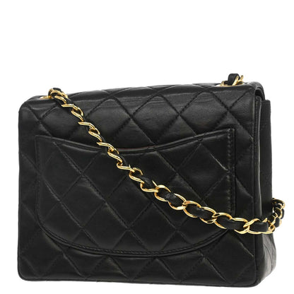 Chanel 1997-1999 Black Lambskin Mini Classic Square Flap Shoulder Bag 17