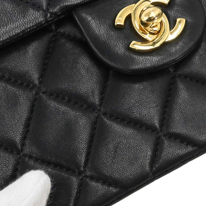 Chanel 1997-1999 Black Lambskin Mini Classic Square Flap Shoulder Bag 17