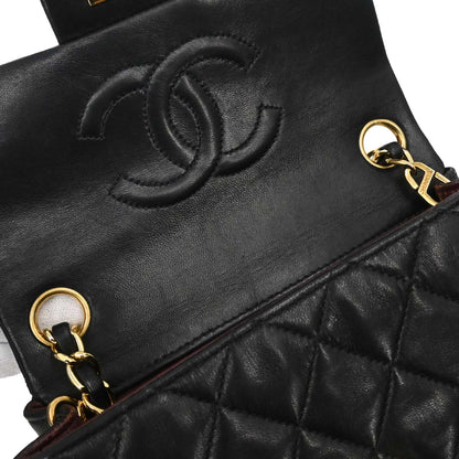 Chanel 1997-1999 Black Lambskin Mini Classic Square Flap Shoulder Bag 17