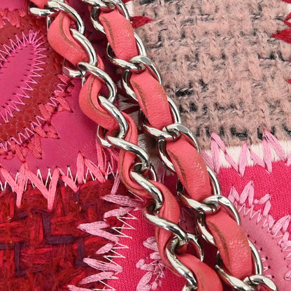Chanel 2017 Pink Tweed Patchwork Shoulder Bag
