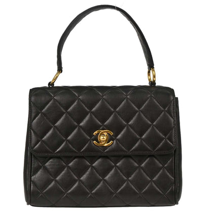 Chanel 1996-1997 Black Lambskin Straight Flap Handbag