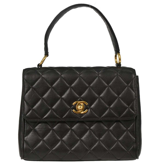Chanel 1996-1997 Black Lambskin Straight Flap Handbag