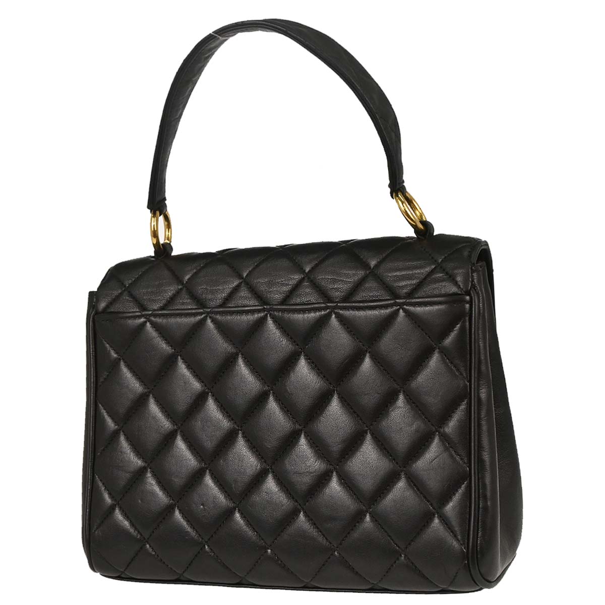 Chanel 1996-1997 Black Lambskin Straight Flap Handbag