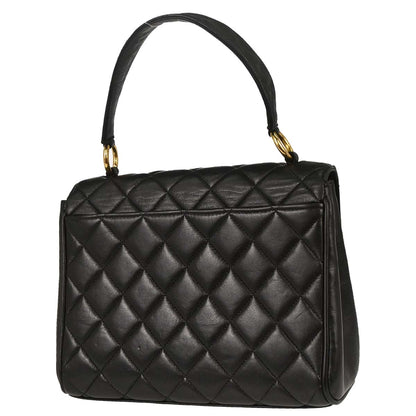 Chanel 1996-1997 Black Lambskin Straight Flap Handbag