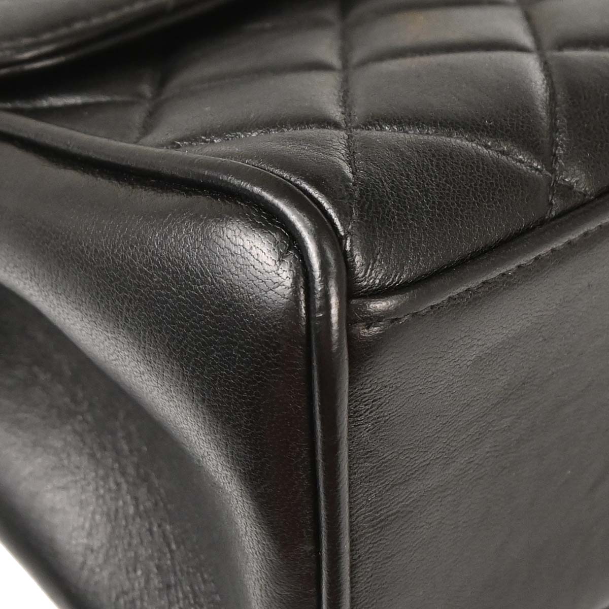 Chanel 1996-1997 Black Lambskin Straight Flap Handbag