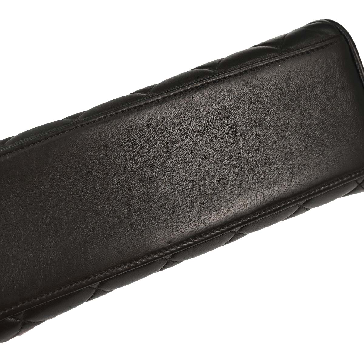 Chanel 1996-1997 Black Lambskin Straight Flap Handbag