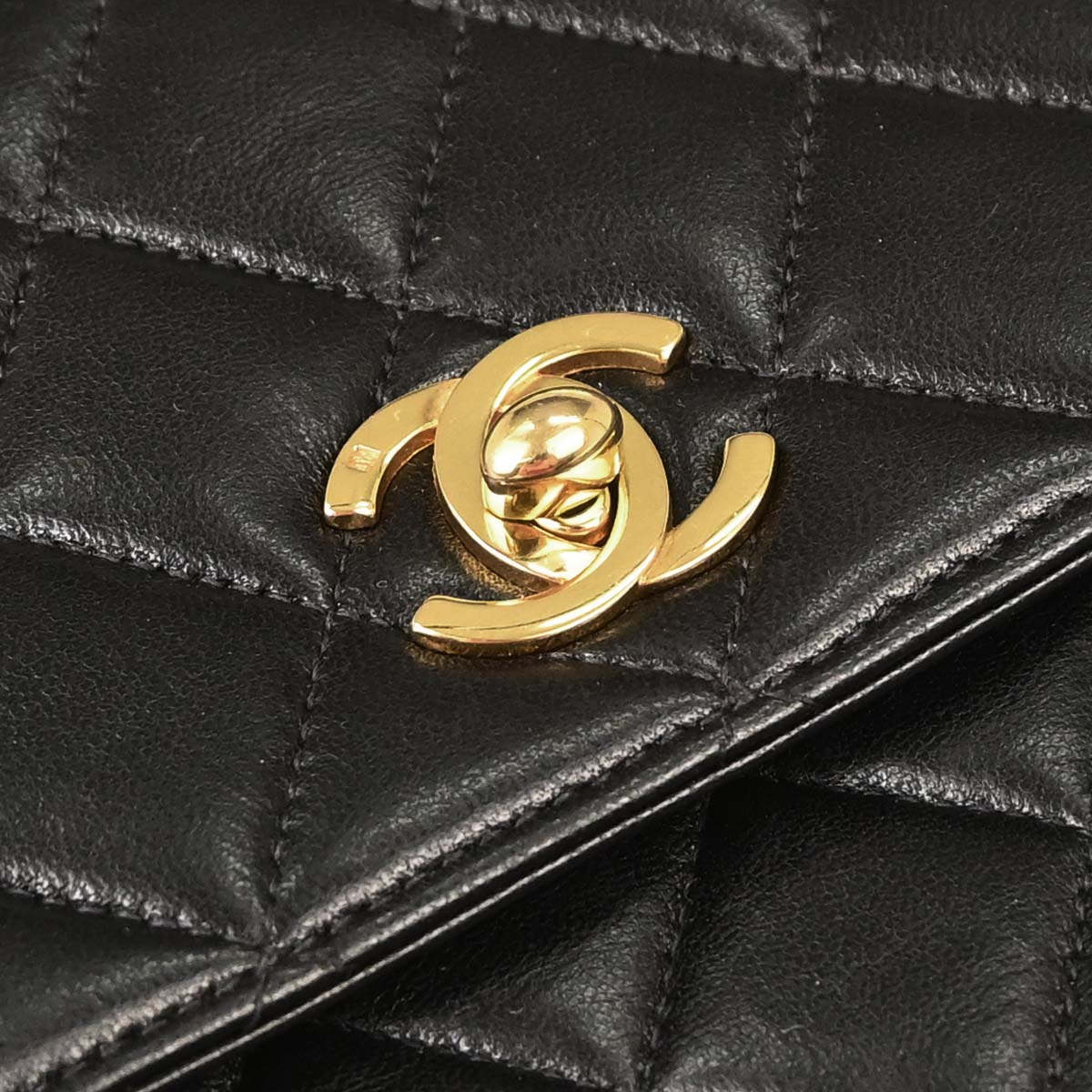 Chanel 1996-1997 Black Lambskin Straight Flap Handbag
