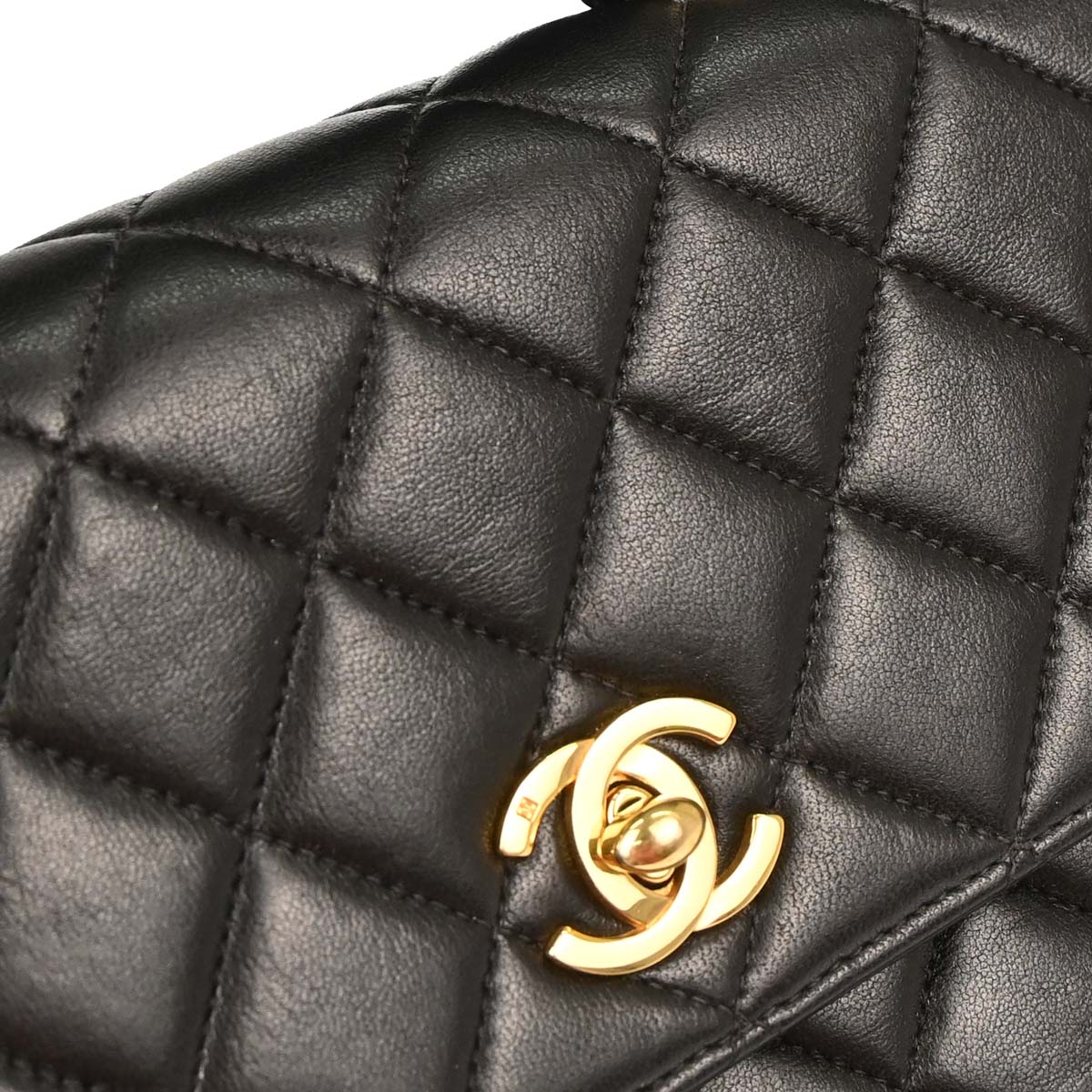 Chanel 1996-1997 Black Lambskin Straight Flap Handbag