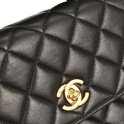 Chanel 1996-1997 Black Lambskin Straight Flap Handbag