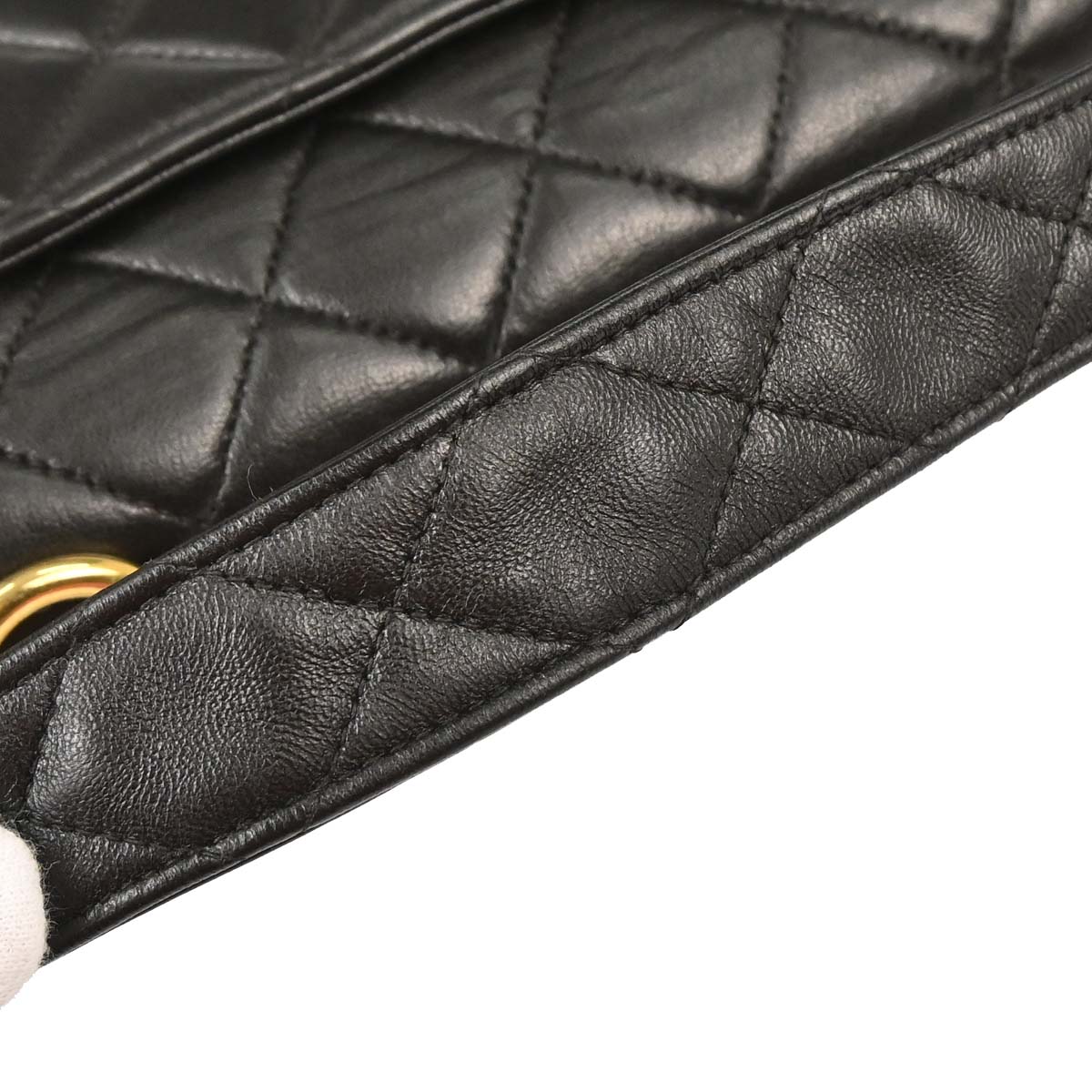 Chanel 1996-1997 Black Lambskin Straight Flap Handbag