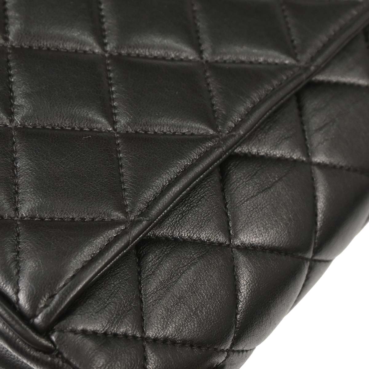 Chanel 1996-1997 Black Lambskin Straight Flap Handbag