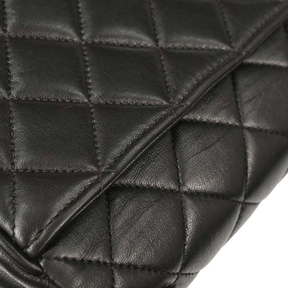 Chanel 1996-1997 Black Lambskin Straight Flap Handbag