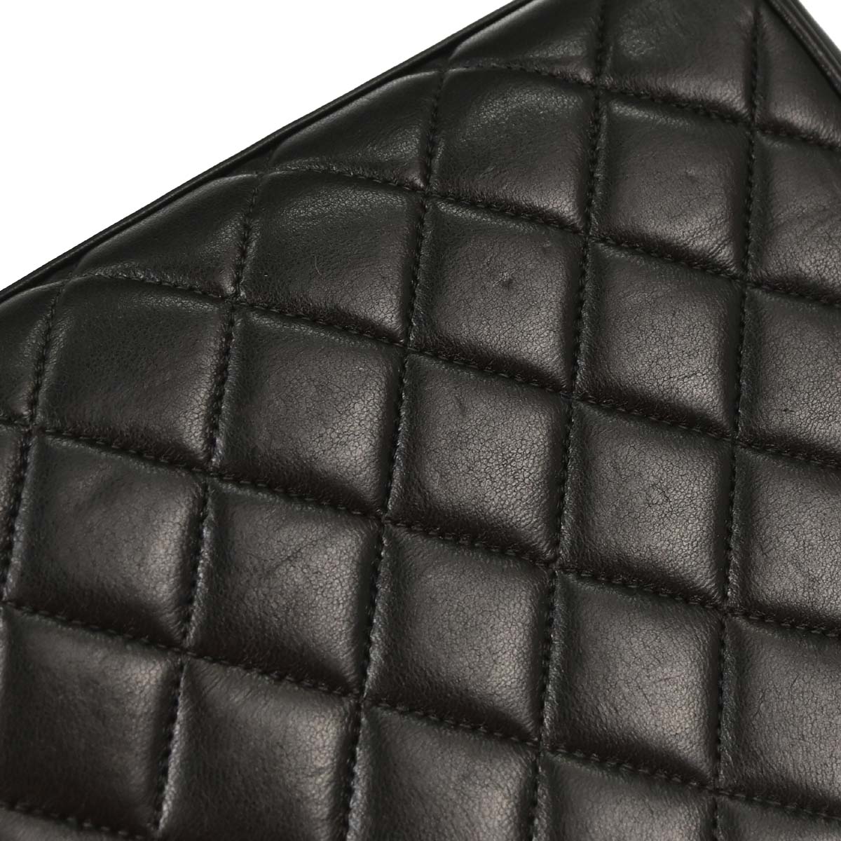 Chanel 1996-1997 Black Lambskin Straight Flap Handbag