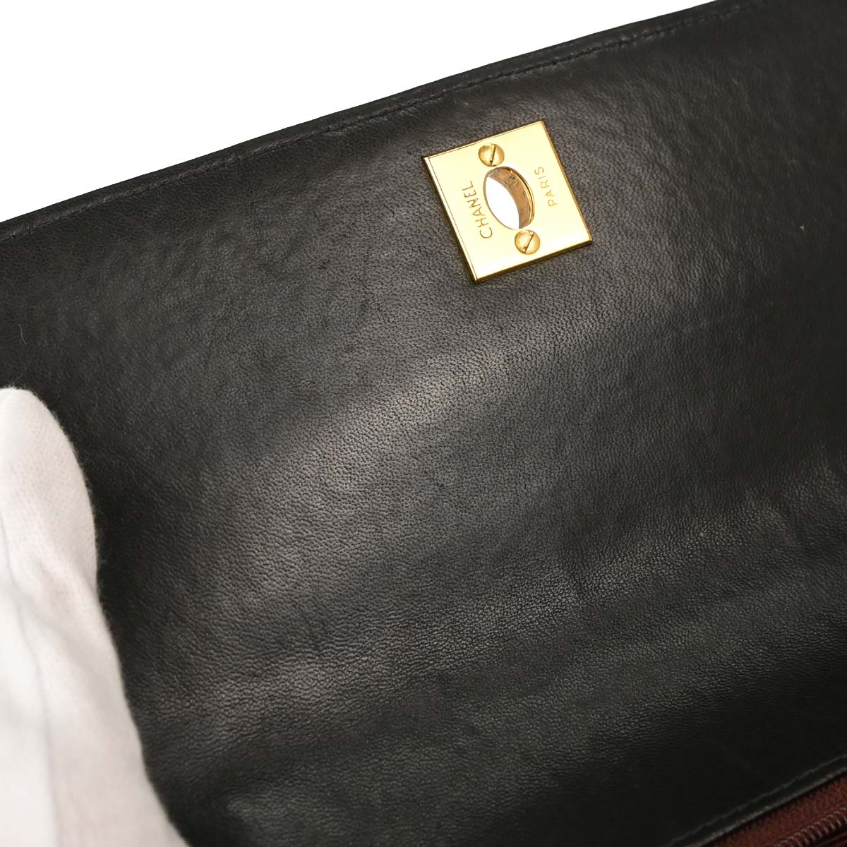 Chanel 1996-1997 Black Lambskin Straight Flap Handbag