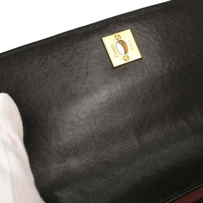 Chanel 1996-1997 Black Lambskin Straight Flap Handbag