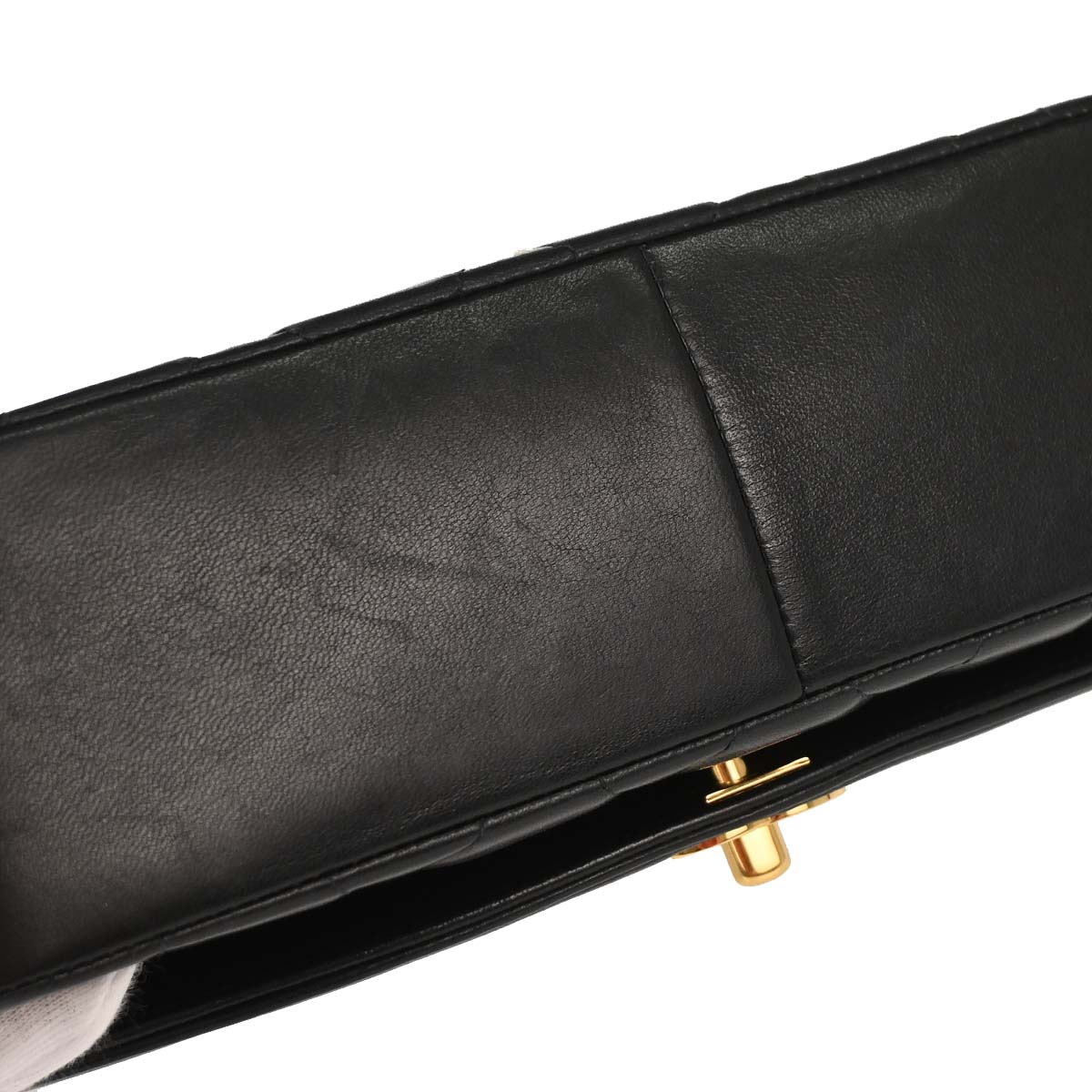 Chanel 1991-1994 Black Lambskin Medium Diana Shoulder Bag