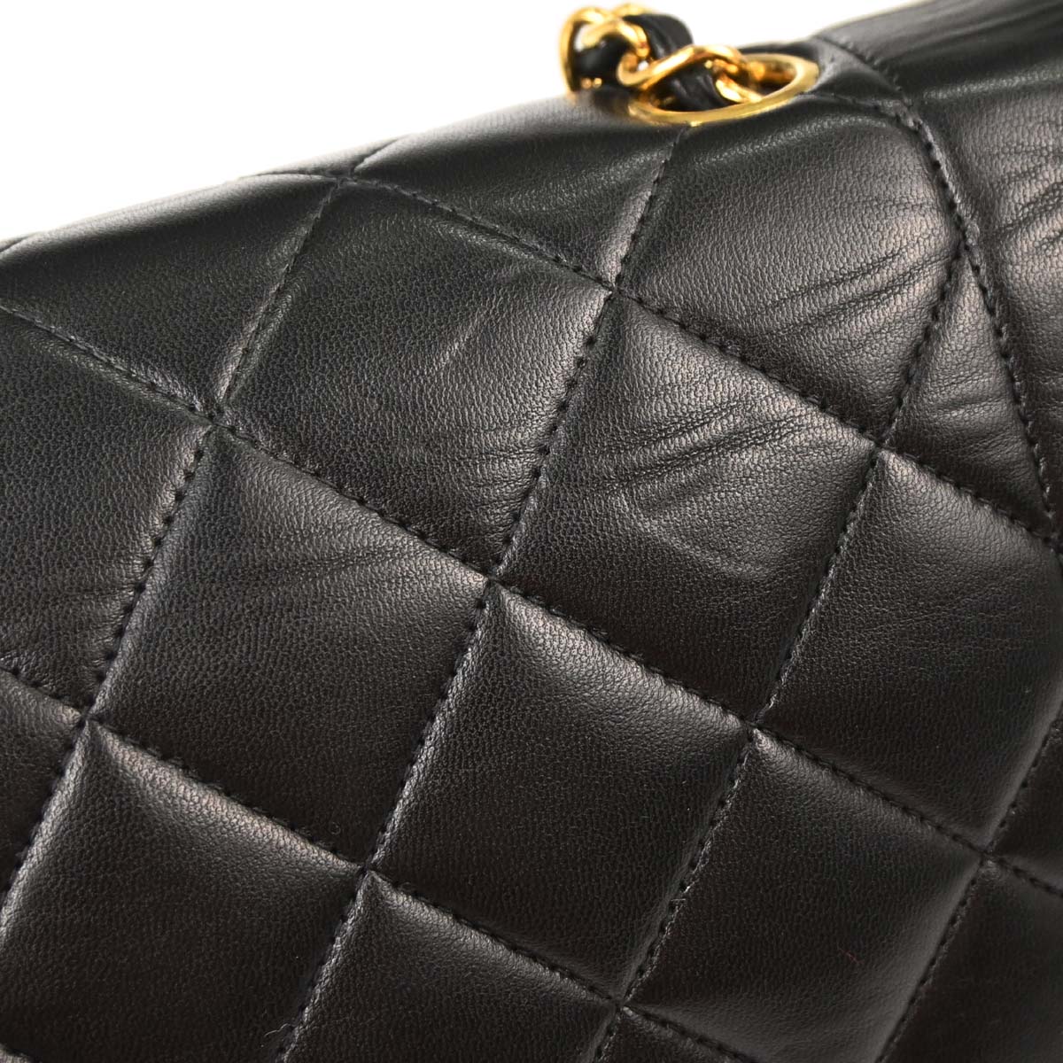 Chanel 1991-1994 Black Lambskin Medium Diana Shoulder Bag