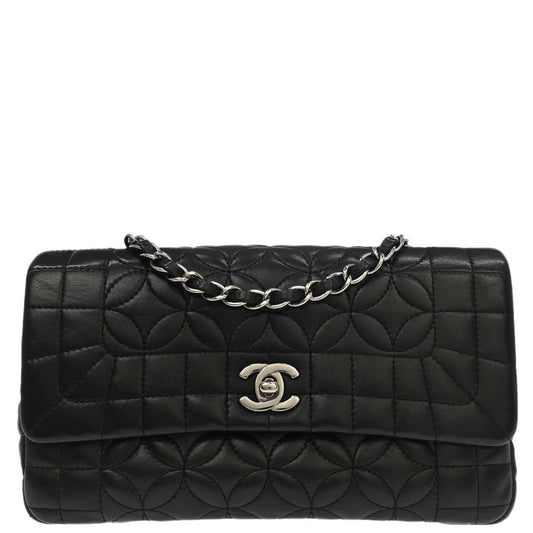 Chanel Black Lambskin Lady Graphic Flap Shoulder Bag