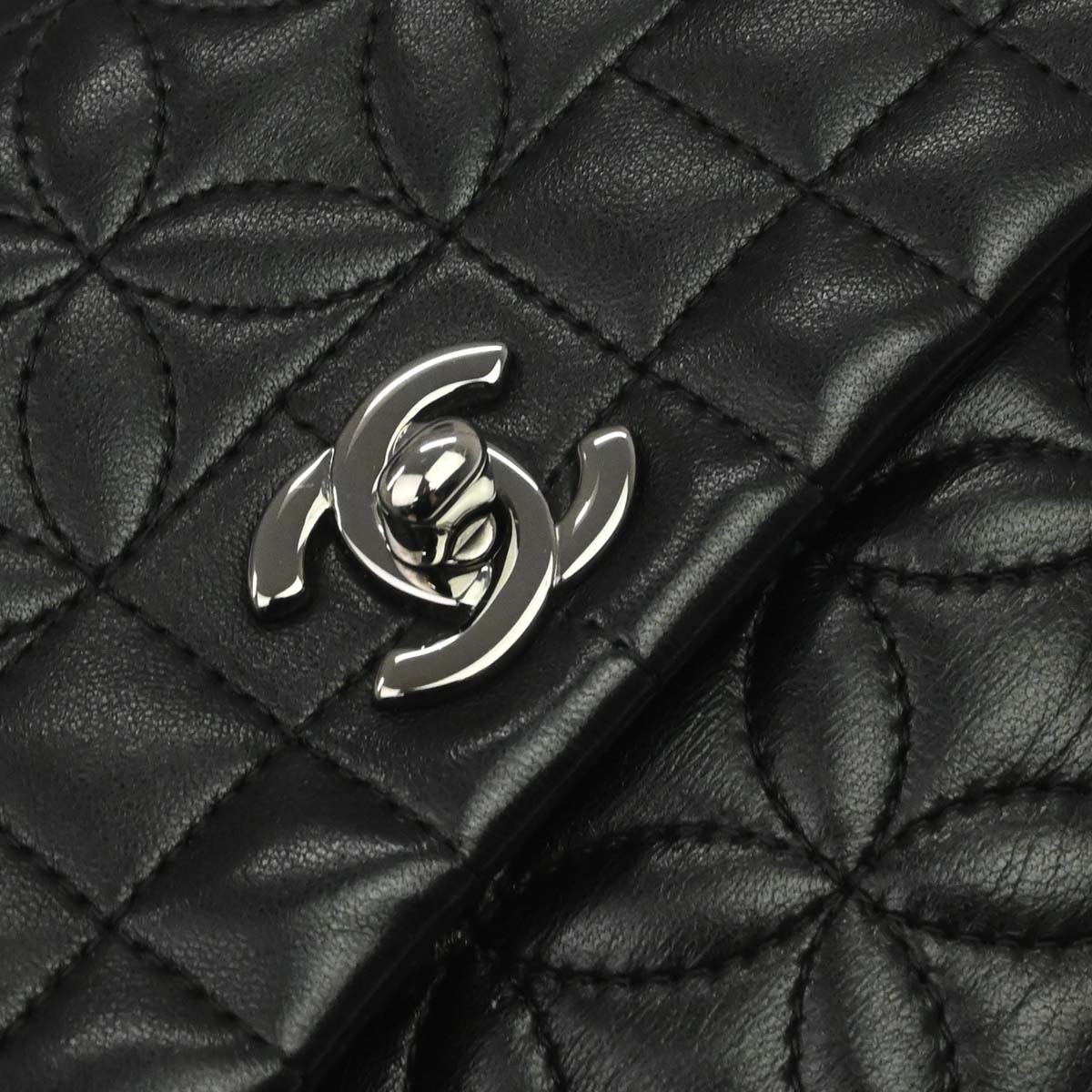 Chanel Black Lambskin Lady Graphic Flap Shoulder Bag