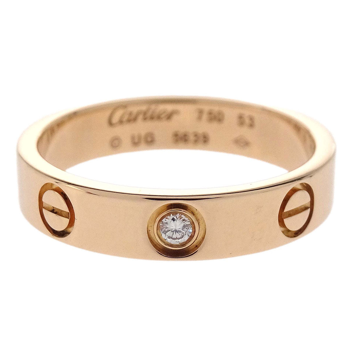 Cartier Mini Love Ring 750 UG5639 Diamond #53 #52 Jewelry
