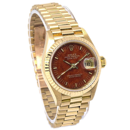 Rolex Oyster Perpetual Datejust 26mm Mahogany Dial Ref.69178 Watch 18KYG