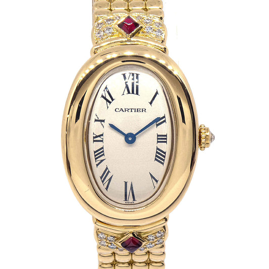 Cartier Baignoire Ref.8057912 Quartz Watch 18KYG Diamond Ruby