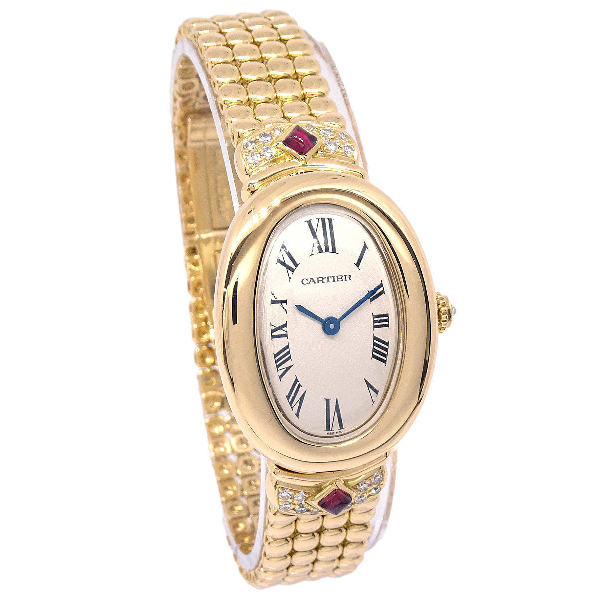 Cartier Baignoire Ref.8057912 Quartz Watch 18KYG Diamond Ruby