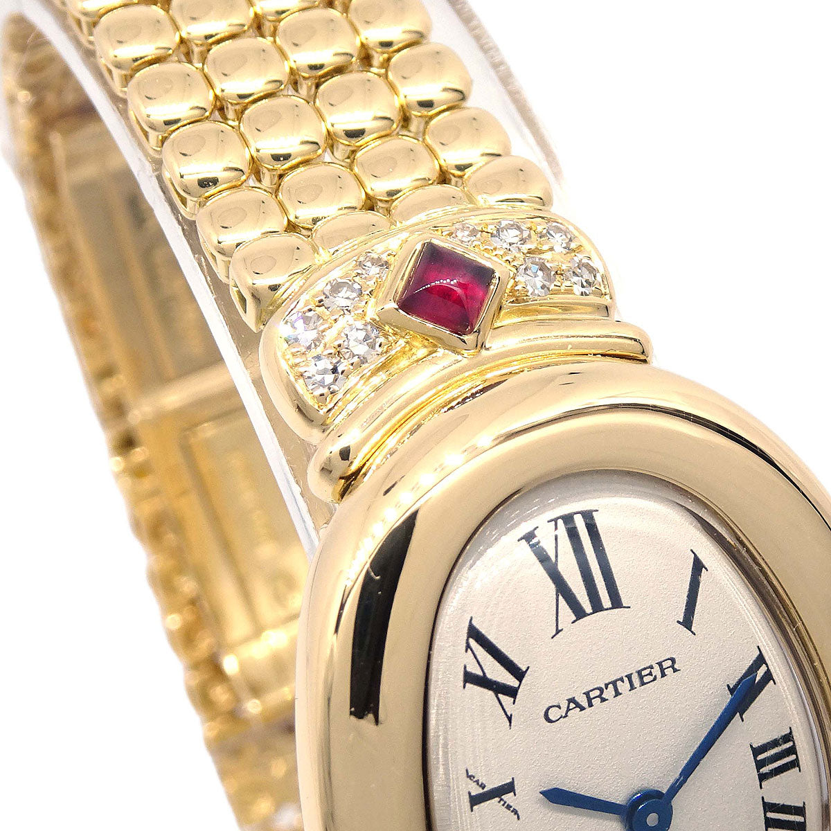 Cartier Baignoire Ref.8057912 Quartz Watch 18KYG Diamond Ruby
