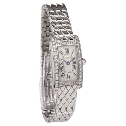 Cartier Tank American Mini 15mm Ref.3672 Quartz Watch 18KWG Diamond