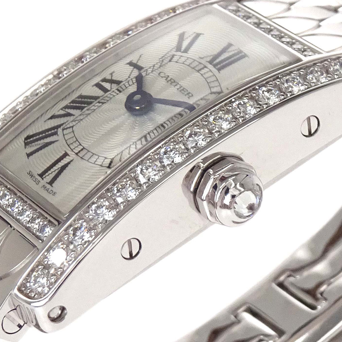 Cartier Tank American Mini 15mm Ref.3672 Quartz Watch 18KWG Diamond