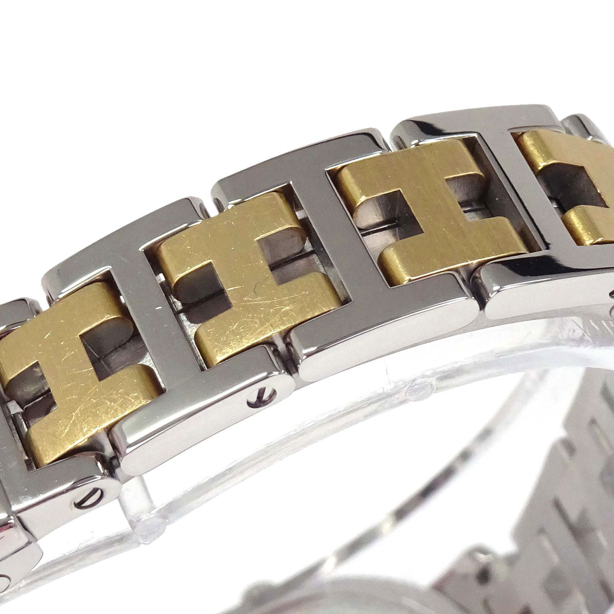 Hermes Ref.CL4.220 Clipper Date 24mm Quartz Watch SS Gold Plated