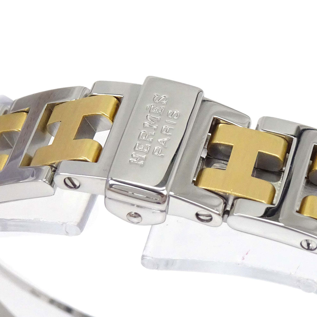 Hermes Ref.CL4.220 Clipper Date 24mm Quartz Watch SS Gold Plated