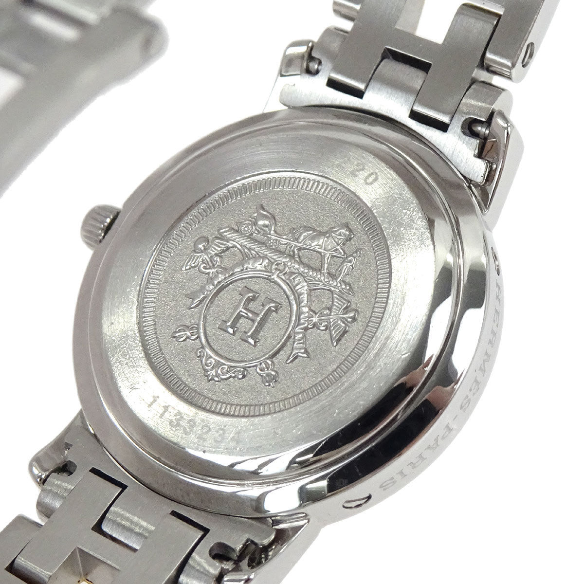 Hermes Ref.CL4.220 Clipper Date 24mm Quartz Watch SS Gold Plated