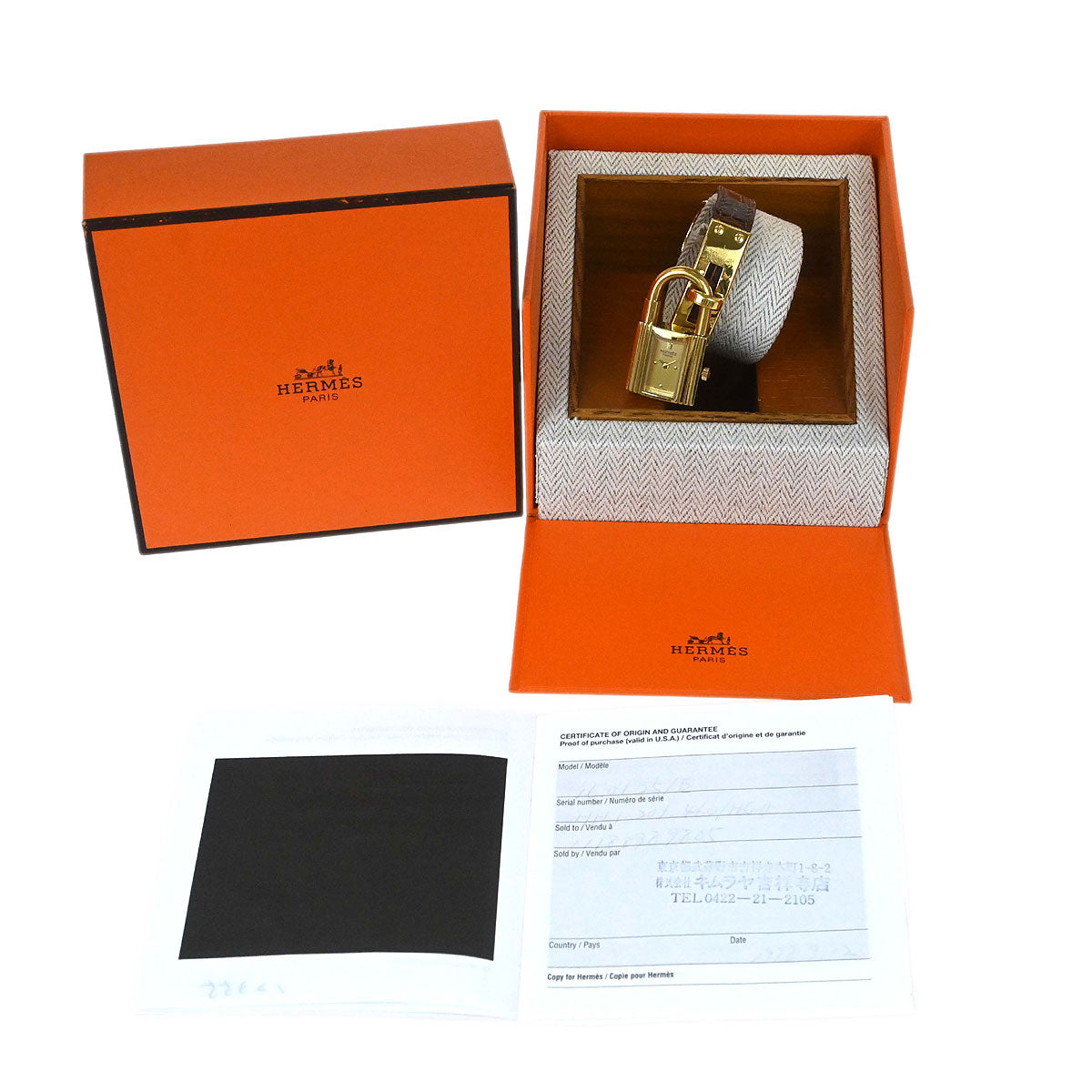 Hermes * Kelly Watch Quartz Watch Brown Crocodile ◯W