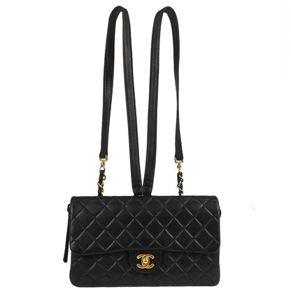 Chanel 1996-1997 Black Lambskin Classic Flap Backpack